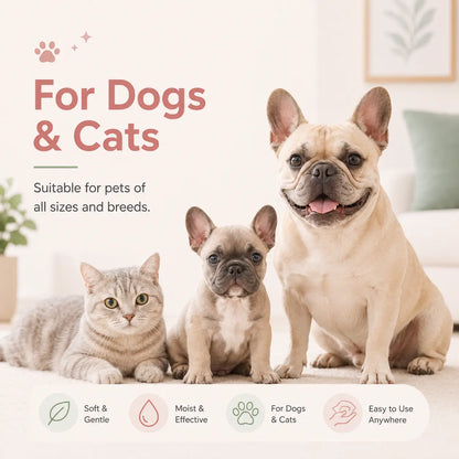 80 Count Fragrance-Free Pet Grooming Wipes for Dogs and Cats - Deodorizing No-Rinse Bath Wipes for Paws, Fur, Body, and Daily Care