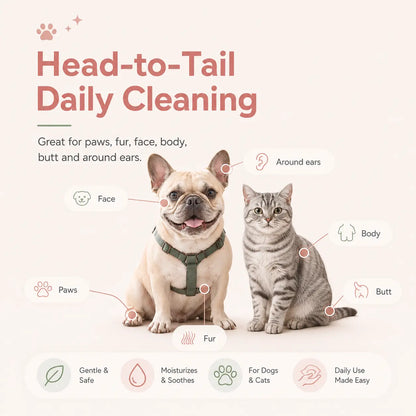 80 Count Fragrance-Free Pet Grooming Wipes for Dogs and Cats - Deodorizing No-Rinse Bath Wipes for Paws, Fur, Body, and Daily Care