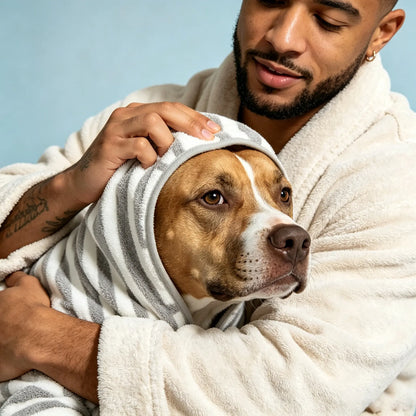 Super Absorbent Quick Dry Dog Bathrobe - Soft and Warm Towel Wrap for All Dog Sizes, Ideal for Post-Bath Drying and Grooming