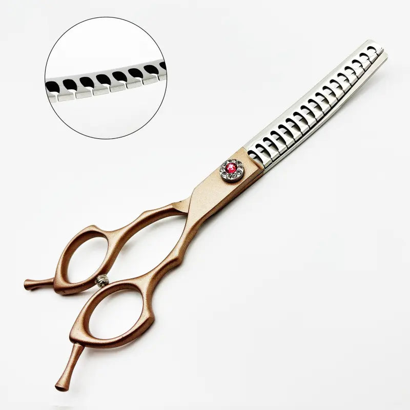 Wingsbro 7-Inch Professional Pet Grooming Scissors, Rose Gold Curved Thinning Shears for Groomers and Home Use