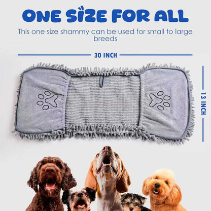 Microfiber Quick-Drying Absorbent Dog Towel with Hand Pockets - Machine Washable, Suitable for Medium to Large Dogs (30 x 13 inches)